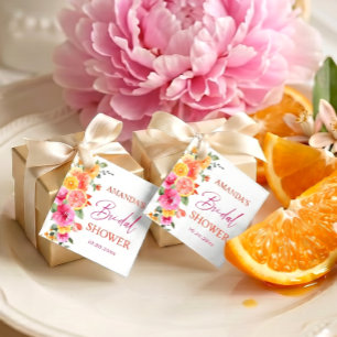 Étiquettes Cadeau Fleurs roses vives Tranche de citron Fête de maria