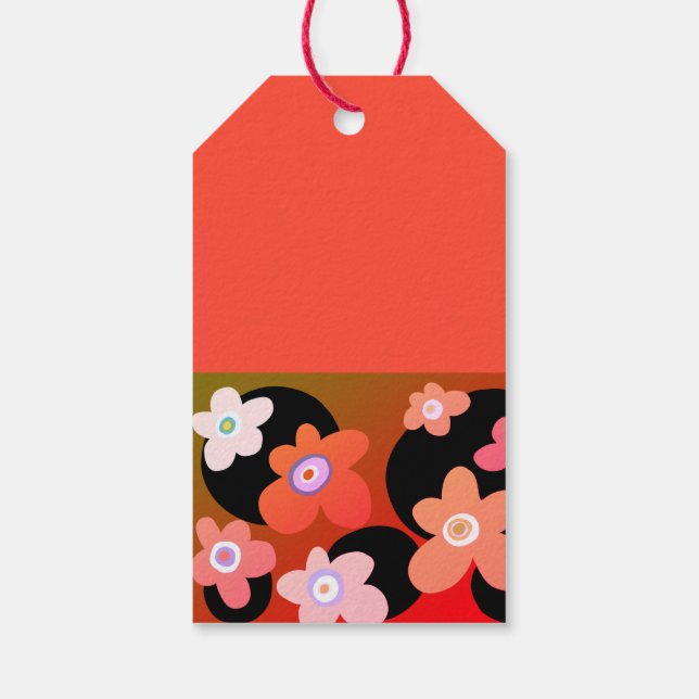 Étiquettes-cadeau Fleurs rouges et orange (Dos)