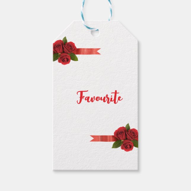Étiquettes-cadeau Fleurs Rouges Favori (Devant)