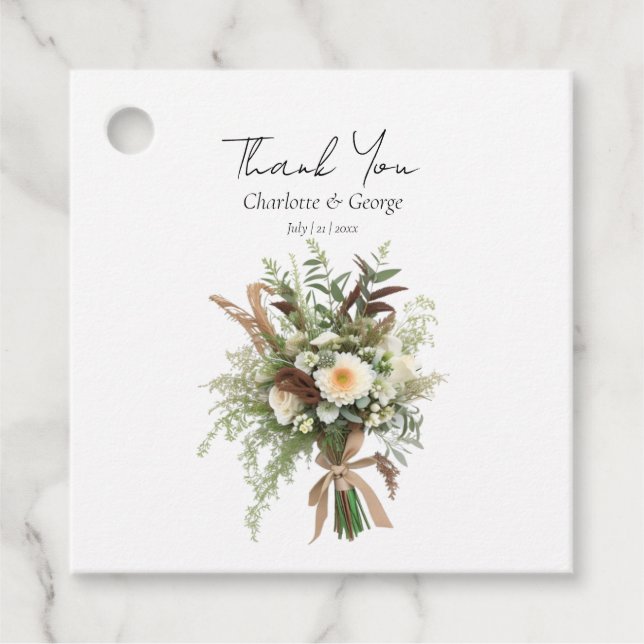 Étiquettes Cadeau Fleurs rustiques mariage bouquet mariage faveurs (Devant)