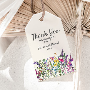Étiquettes-cadeau Fleurs sauvages aquarelle mariage crème 