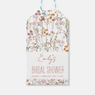 Étiquettes-cadeau Fleurs sauvages Bohème Baby Shower Aquarelle en fl