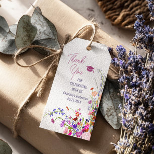 Étiquettes-cadeau Fleurs sauvages chic modernes remerciement de fin