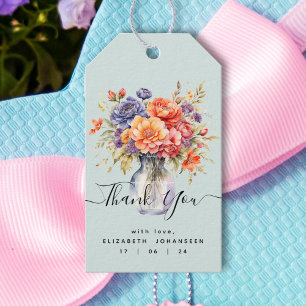 Étiquettes-cadeau Fleurs sauvages colorées rustiques Mason Jar Merci