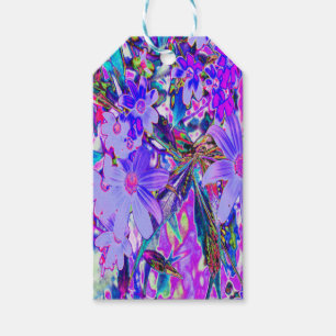 Étiquettes-cadeau Fleurs sauvages colorées violettes et magenta psyc
