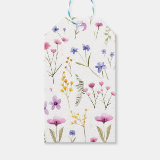 Étiquettes-cadeau Fleurs sauvages d'aquarelle d'été