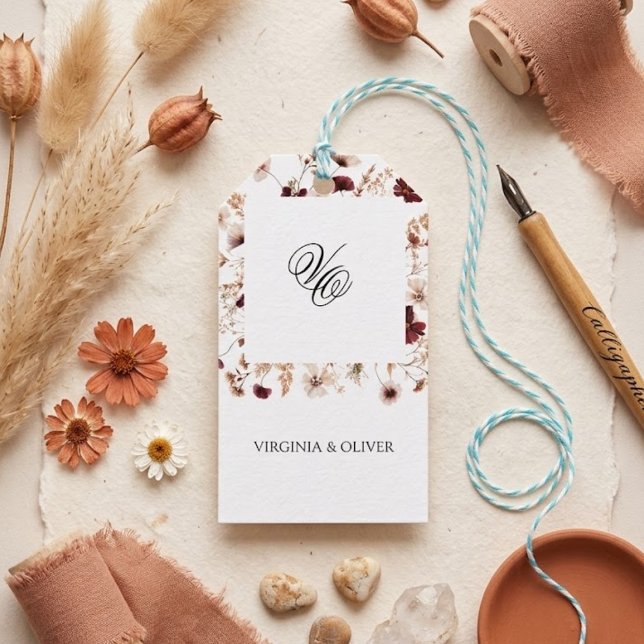 Étiquettes-cadeau Fleurs Sauvages d'Automne Mariage Floral  (Créateur téléchargé)