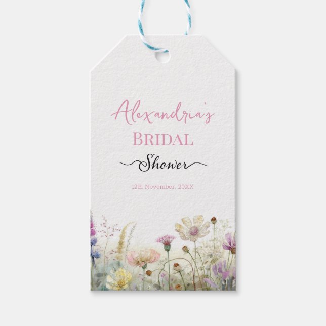 Étiquettes-cadeau Fleurs sauvages de mariage personnalisées (Devant)