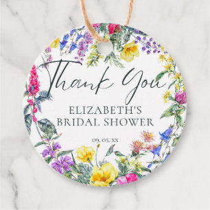 Étiquettes Cadeau Fleurs sauvages de prairie colorées Calligraphie f