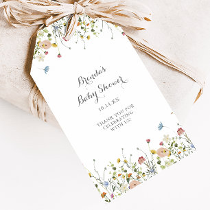 Étiquettes-cadeau Fleurs sauvages délicates et colorées pour une bab