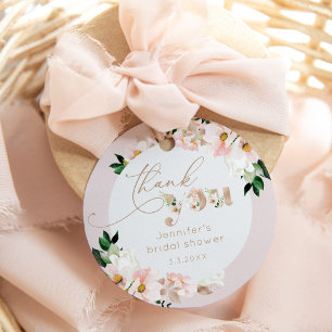 Étiquettes Cadeau Fleurs sauvages florales rose blush remerciement d