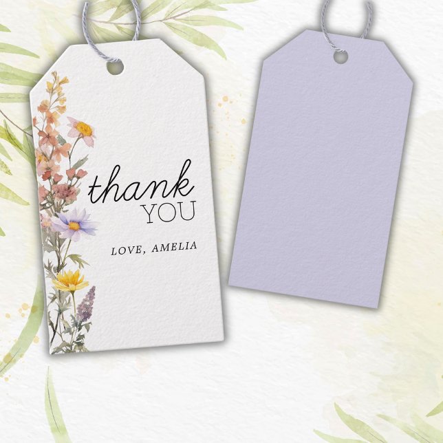 Étiquettes-cadeau Fleurs sauvages Jaune Lavande Élégant Baby shower (Créateur téléchargé)