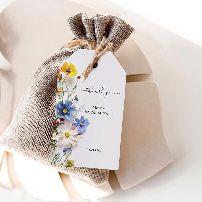 Étiquettes-cadeau Fleurs Sauvages Remerciement Baby Shower de Mariée (Créateur téléchargé)