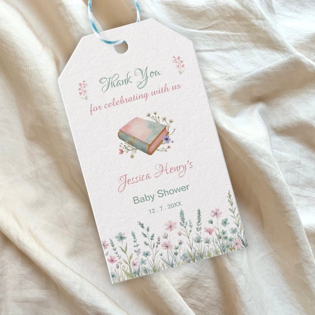 Étiquettes-cadeau Fleurs sauvages remerciement pour une baby shower  (Créateur téléchargé)