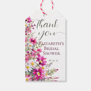 Étiquettes-cadeau Fleurs sauvages rose vif Floral Boho Enterrement d