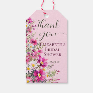 Étiquettes-cadeau Fleurs sauvages rose vif Floral Boho Enterrement d