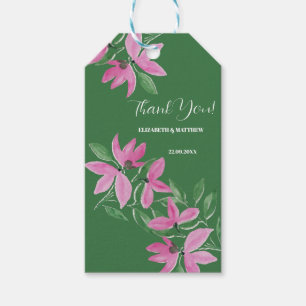Étiquettes-cadeau Fleurs sauvages roses et vertes romantiques Art aq