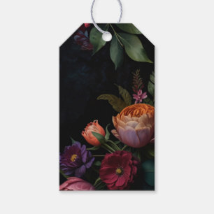 Étiquettes-cadeau Fleurs sombres bohèmes vintage roses lunaires