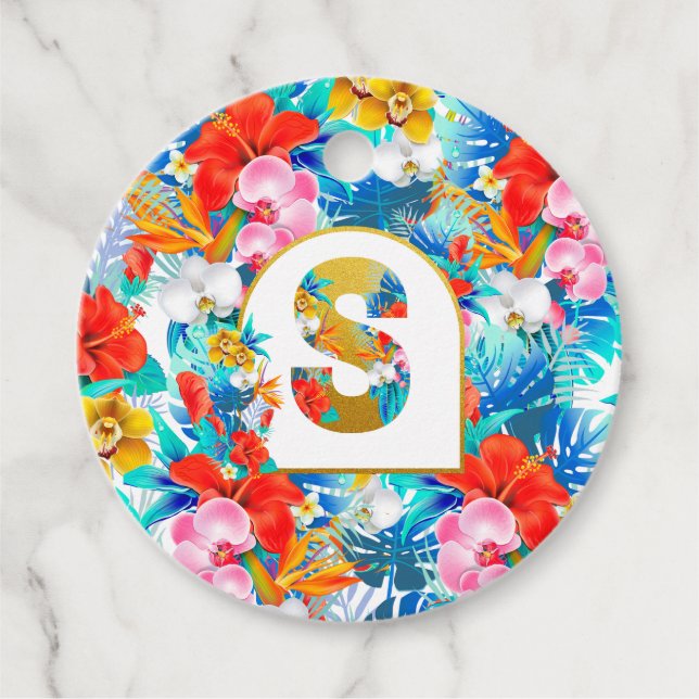 Étiquettes Cadeau Fleurs tropicales Cadeaux de la fête nuptiale Mama (Devant)