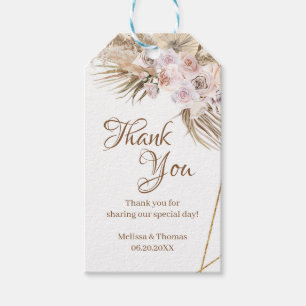 Étiquettes-cadeau Fleurs Tropicales Sèches Boho Trendy Pampas Grass
