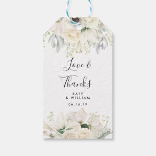 Étiquettes-cadeau FLEURS VINTAGES BLANCHES   Balises Cadeaux de Fave