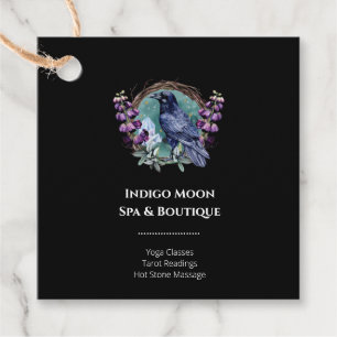 Étiquettes Cadeau Fleurs violettes Corbeau céleste cristaux couronne