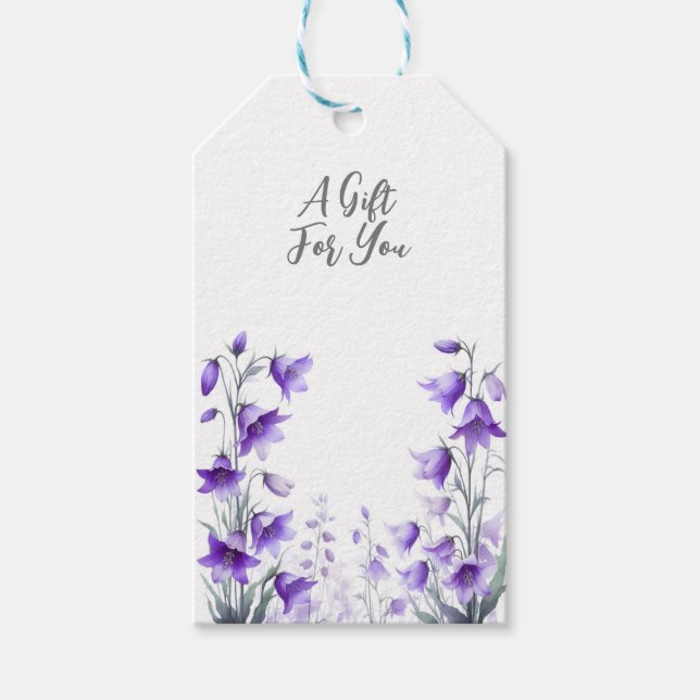 Étiquettes-cadeau Fleurs Violettes Élégantes (Devant)
