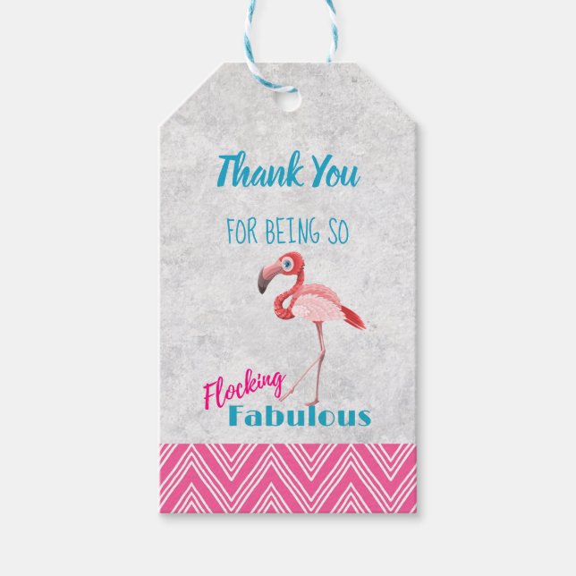 Étiquettes-cadeau Flocking Fabulous Pun avec Merci de Flamant rose r (Devant)