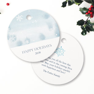 Étiquettes Cadeau Flocon de neige bleu poussiéreux