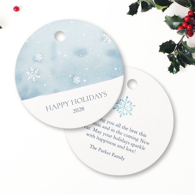 Étiquettes Cadeau Flocon de neige bleu poussiéreux (Créateur téléchargé)
