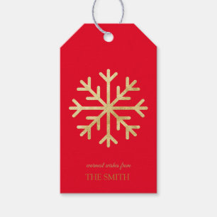 Étiquettes-cadeau Flocon de neige doré, Joyeux cadeau de Noël Tags