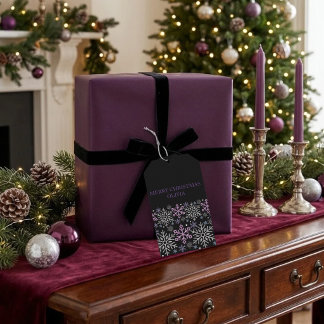 Étiquettes-cadeau Flocon de neige Noël Violet Argent