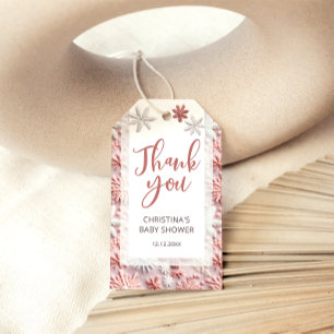 Étiquettes-cadeau Flocon de neige rose hiver Élégant Baby shower
