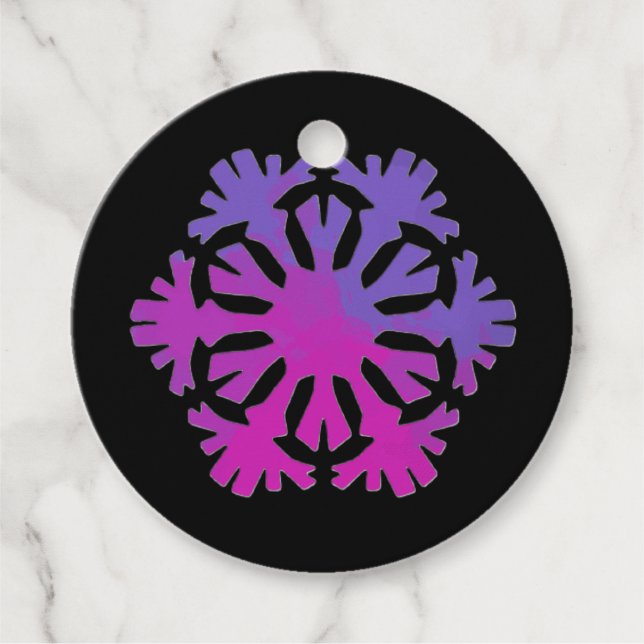 Étiquettes Cadeau Flocon de neige violet et rose  (Devant)
