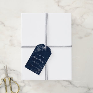 Étiquettes-cadeau Flocons de neige de minuit Baby Shower Merci