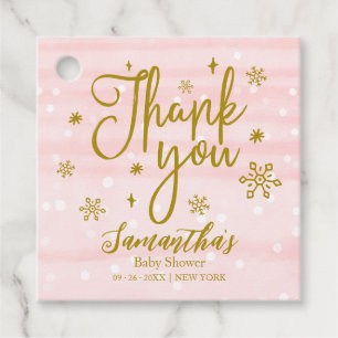 Étiquettes Cadeau Flocons de neige Fille d'hiver Baby Shower Merci