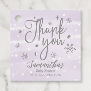 Étiquettes Cadeau Flocons de neige Hiver Violet Remerciements pour B