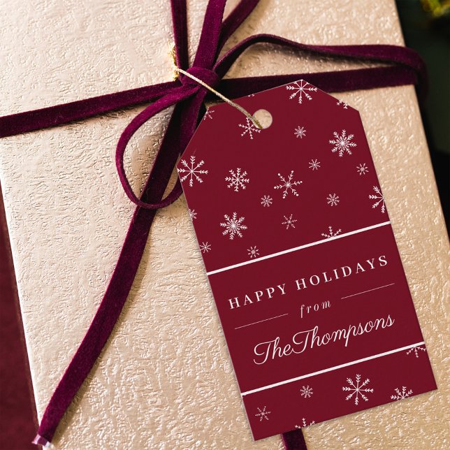 Étiquettes-cadeau Flocons de neige rouges classiques de Noël Joyeuse (Créateur téléchargé)