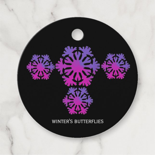 Étiquettes Cadeau flocons de papillons d'hiver (Devant)