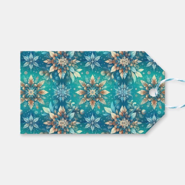 Étiquettes-cadeau Flocons d'Hiver (Devant (Horizontal))