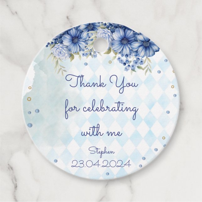 Étiquettes Cadeau Flora tea anniversaire pour les enfants merci (Devant)