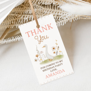 Étiquettes-cadeau Floral Beige Rustique Une oie Silly 1er anniversai