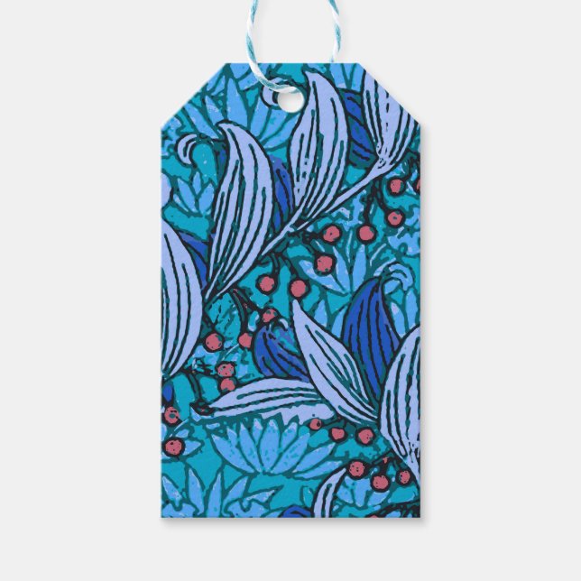 Étiquettes-cadeau Floral bleu ancien Boho moderne (Devant)