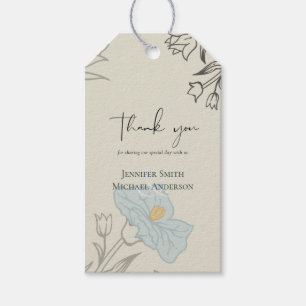 Étiquettes-cadeau Floral bleu moderne Mariage Abstrait