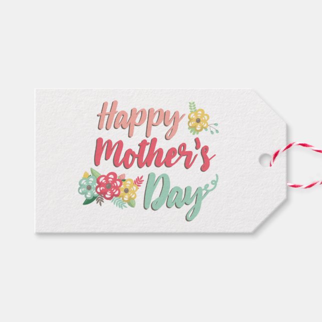 Étiquettes-cadeau Floral. Bonne fête des mères. (Devant (Horizontal))