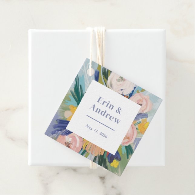 Étiquettes Cadeau Floral Bouquet Mariage (En situation)