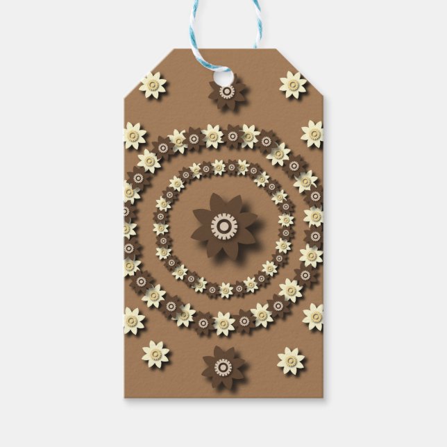 Étiquettes-cadeau Floral Brown et crème (Devant)