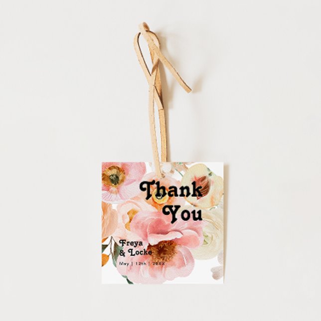 Étiquettes Cadeau Floral coloré gras | MERCI (Créateur téléchargé)