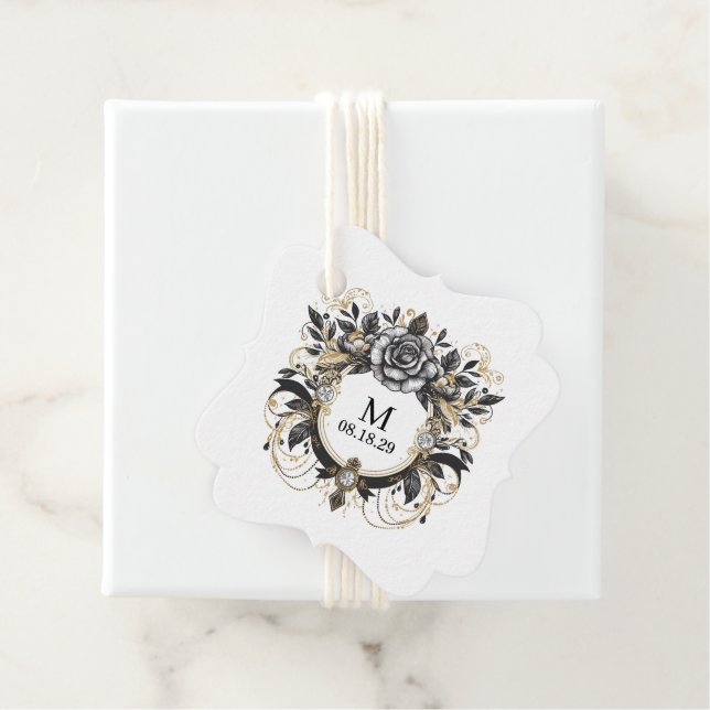 Étiquettes Cadeau Floral de glam vintage (En situation)