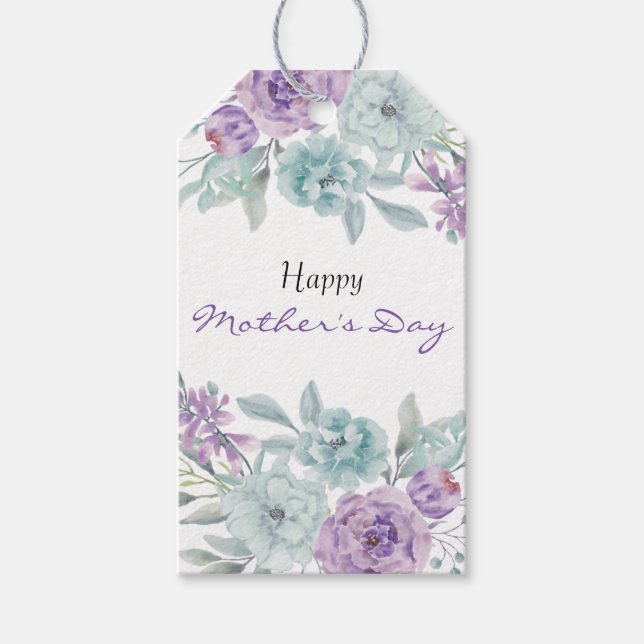 Étiquettes-cadeau Floral de Lilac et de Mint | Balise cadeau de la f (Devant)